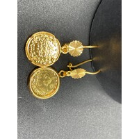 Ladies 21ct Yellow Gold Coin Dangle Earrings (Pre-Owned)