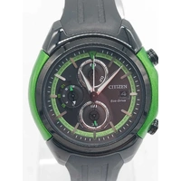 Citizen CA0289-00E Eco-Drive Chronograph Men’s Black Green Watch 10 Bar WR
