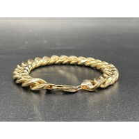Mens Silver Filled 9ct Yellow Gold Curb Link Bracelet (Pre-Owned)