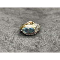 Ladies 18ct Yellow Gold CZ & Blue Gemstone Ring (Pre-Owned)