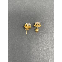 Ladies 21ct Yellow Gold Cubic Zirconia Stud Earrings (Pre-Owned)