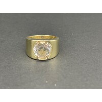 Mens 14ct Yellow Gold Cubic Zirconia Ring (Pre-Owned)