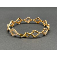 Ladies 18ct Yellow Gold Heart Link Bracelet (Pre-Owned)