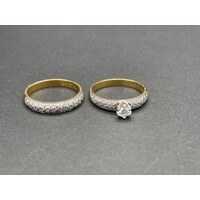 Ladies 18ct Yellow Gold Diamond Wedding Ring Set (Pre-Owned)