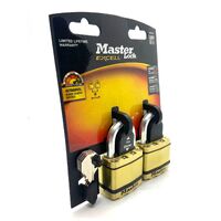 Master Lock Dual 50mm Excell Brass Cover Lock Set - M5BTAU (New Never Used)