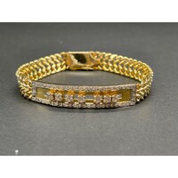 Unisex 14ct Yellow Gold Double Curb Link Diamond Bracelet (Pre-Owned)