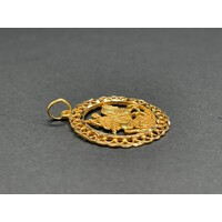 Unisex 21ct Yellow Gold Large Round Pendant (Pre-Owned)