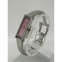 Gucci 1500L Pink Mother of Pearl Rectangular Shaped Analog Display Ladies Watch