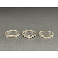 Ladies 18ct White Gold Set of 3 Diamond Rings (Pre-Owned)