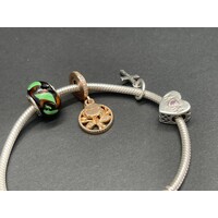 Ladies 925 Sterling Silver Snake Link Charm Bracelet (Pre-Owned)