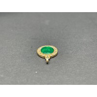 Ladies 14ct Yellow Gold Oval Green Stone Pendant