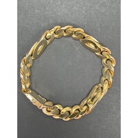 Mens 9ct Yellow Gold Birdseye/Curb Link Chunky Bracelet