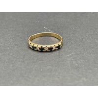 Ladies 18ct Yellow Gold Blue Gemstone and Diamond Ring