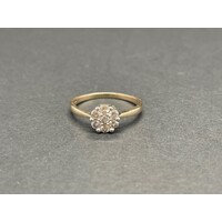 Ladies 10ct Yellow Gold Diamond Cluster Ring