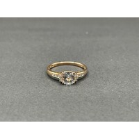 Ladies 10ct Rose Cubic Zirconia and Diamond Ring