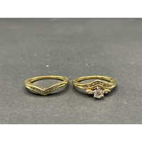 Ladies 18ct Yellow Gold 2 Set Diamond Rings