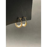 Ladies 9ct Yellow Gold Oval Hoop Earrings