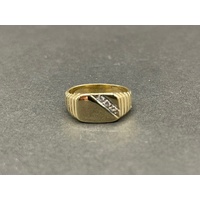 Childs 9ct Yellow Gold CZ Signet Ring