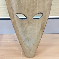 Fiji Wooden Tribal Mask Ornamental Wall Art Carved Fish Design 49cm