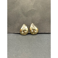 Ladies 18ct Yellow Gold Tear Stud Earrings