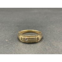 Mens 9ct Yellow Gold Diamond Ring