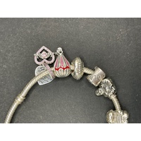 Ladies 925 Sterling Silver Pandora Snake Link Charm Bracelet