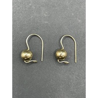 Ladies 9ct Yellow Gold Euro Ball Earrings