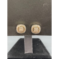 Ladies 9ct Yellow Gold Diamond Cluster Stud Earrings