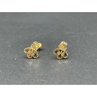 Ladies 21ct Yellow Gold Filigree Stud Earrings