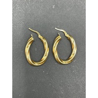 Ladies 18ct Yellow Gold Oval Hoop Earrings