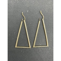 Ladies 9ct Yellow Gold Triangle Hoop Earrings
