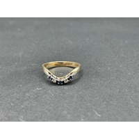 Ladies 9ct Yellow Gold Blue Gemstones and Diamonds Ring