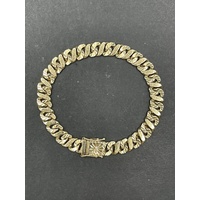 Mens 9ct Yellow Gold Diamond Cut Curb Link Bracelet