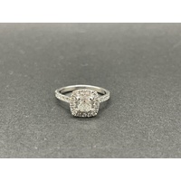 Ladies 18ct White Gold Diamond Halo Ring