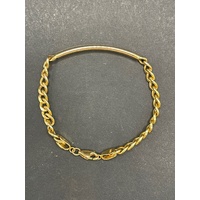 Unisex 21ct Yellow Gold Curb Link ID Bracelet