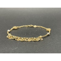 Ladies 18ct Yellow Gold Box Link Charm Bracelet