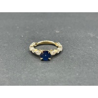 Ladies 18ct Yellow Gold Blue Sapphire and Diamond Ring