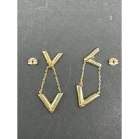Ladies 18ct Yellow Gold LV Fancy Dangle Earrings