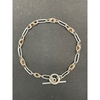 Ladies 925 Sterling Silver Knot Link Bracelet