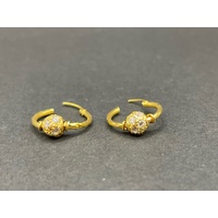 Ladies 21ct Yellow Gold Cubic Zirconia Hoop Earrings