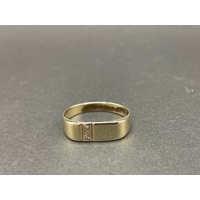 Mens 9ct Yellow Gold Signet Diamond Ring