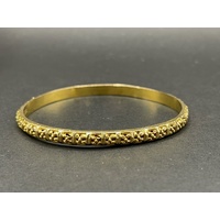Ladies 22ct Yellow Gold Pattern Round Bangle