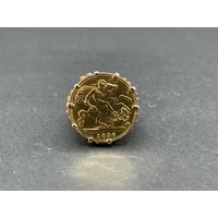 Mens 18ct Yellow Gold Round Sovereign Coin Ring