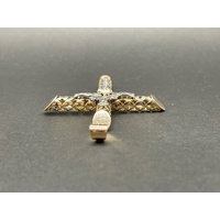 Unisex 14ct Yellow Gold CZ Cross Pendant