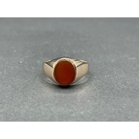 Mens 9ct Yellow Gold Amber Gemstone Ring
