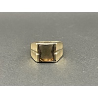 Mens 9ct Yellow Gold Brown Gemstones Ring