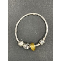Ladies 925 Sterling Silver Pandora Snake Link Charm Bracelet