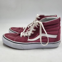 Vans Sk8-Hi High Top Skate Shoes Mens US 7 Womens 8.5 Burgundy White