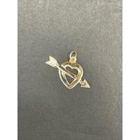 Ladies 9ct Yellow Gold Heart and Arrow Pendant