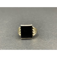 Men's 9ct Yellow Gold Black Onyx Gemstone Ring